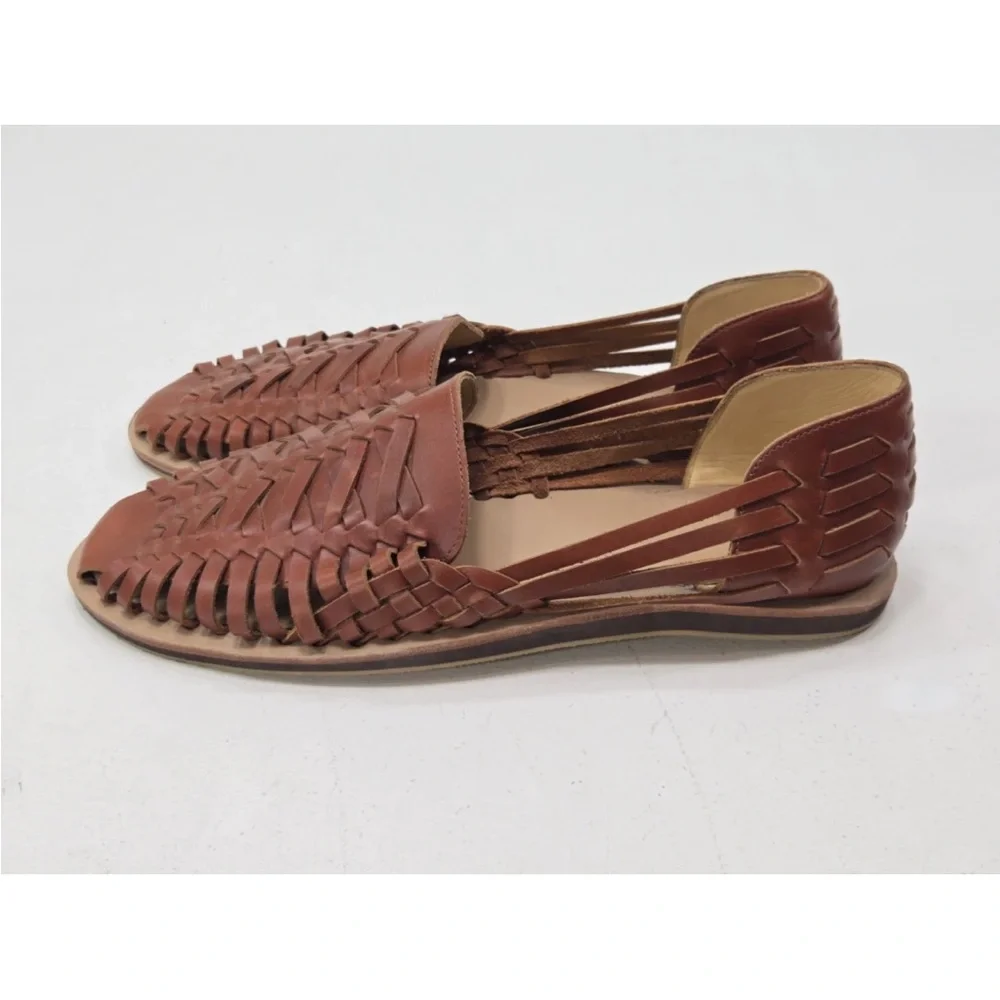 Nisolo Brown Woven Leather Huarache Sandals